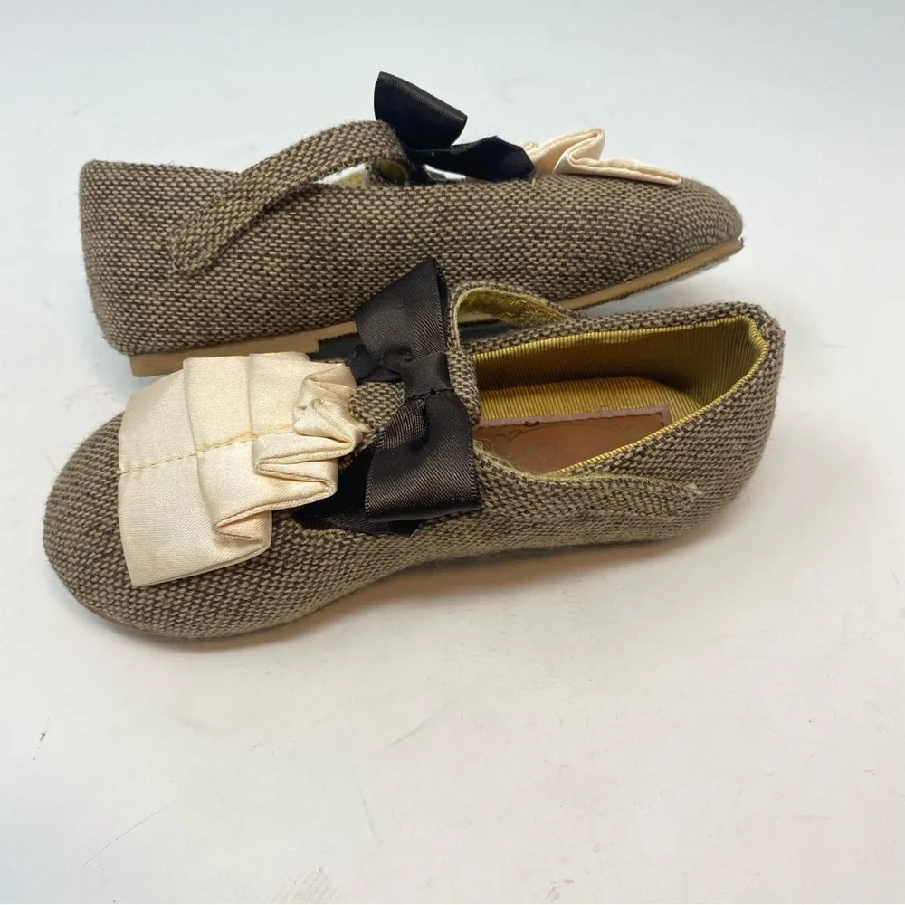 Joyfolie Harlow Mary Jane Shoes Brown Tweed Cream Ruffle